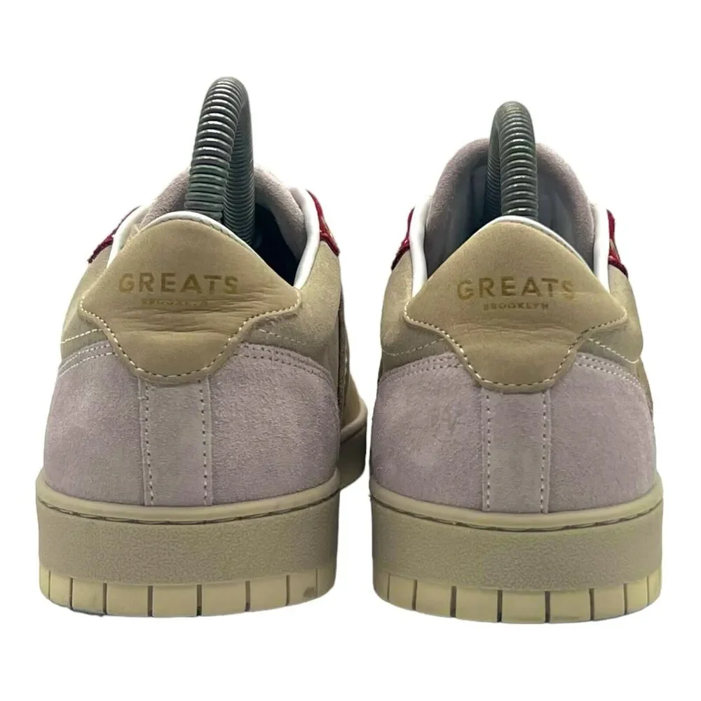 Greats JMZ Low‎ Top Sneakers Tan Beige Red Suede Leather Womens 9.5 JMZL02SG